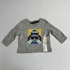 Okie Dokie Baby Boys Crew Neck Long Sleeve Graphic T-Shirt Size NB Gray